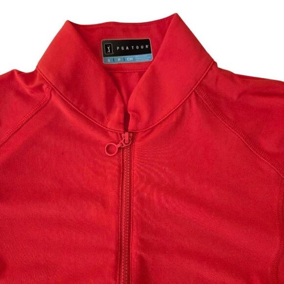 PGA Tour Womens Quarter Zip Long Sleeve Athletic Golf Shirt Top Coral Red Small - Picture 5 of 12
